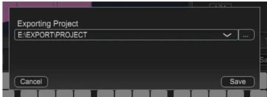 Exporting Project E:\EXPORT\PROJECT Cancel Save