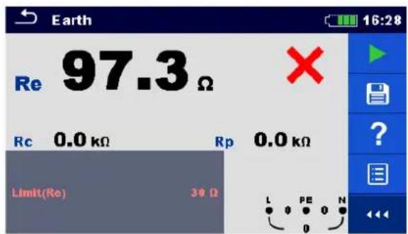 Earth Re 97.3 Ω Rc 0.0 kΩ Rp 0.0 kΩ Limit(Re) 30 Ω L PE N 0