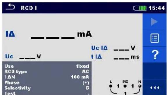 RCD I mA Uc V Uc IΔ V t IΔ ms Use fixed RGD type AC I ΔN 100 mA Phase (*) Selectivity G Test -
