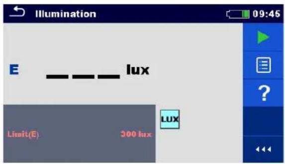 Illumination E ---- lux Limit(E) 300 lux LUX 09:45