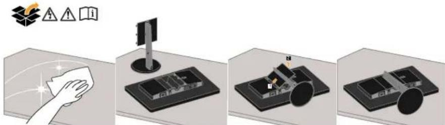 Diagram illustrating four steps of cleaning a device, showing hand cleaning, cleaning with a magnifying glass, cleaning device, and cleaning with a battery.