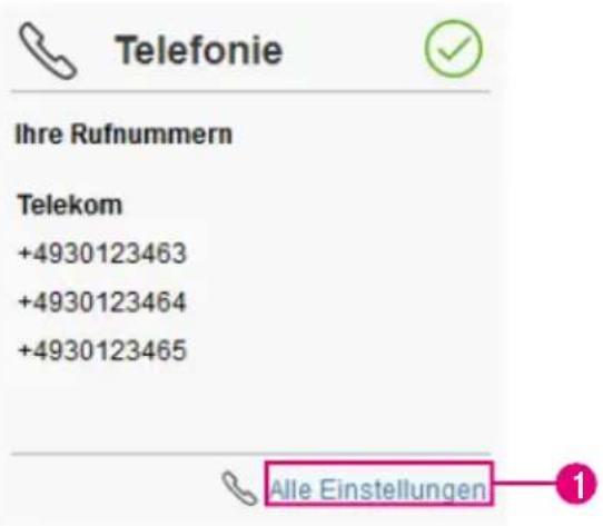 Telefonie Ihre Rufnummern Telekom +4930123463 +4930123464 +4930123465 Alle Einstellungen
