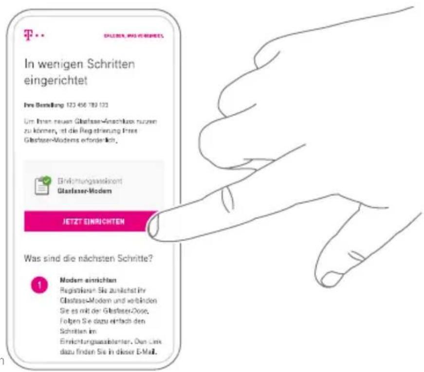 In wenigen Schritten eingerichtet Ire Bestellung 123 456 789 123 Um Innen neuen Glastase-Anschluss nutzen zu können, ist die Regretierung feste Glastaser-Modern erforderlich. Erwartungssteinkont Glastaser-Modem JETZT EINRICHEN Was sind die nächsten Schnitte? Modern einrichten Registrieren Sie zunächst ihr Glastase-Modem und verbinden Sie es mit der Glastaser-Dose. Folgen Sie dazu einfach den Schritten im Einrichtungsausbentern. Das link dazu finden Sie in dieser E-Mail.