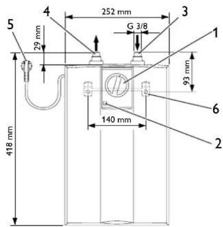 4 252 mm 3 1 29 mm G 3/8 93 mm 6 140 mm 418 mm 2