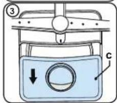 Diagram of a piston-cylinder system with labeled components and directional arrow