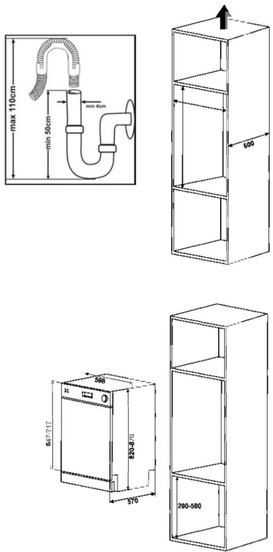 Nabo GSI 1211 - BUILT-IN DISHWASHER INSTALLATION FOR COLUMN CABINET TYPE WHICH INCLU-DES THE ANTI-SIFONAGE FEATURE. - 2
