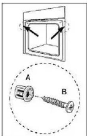 Technical diagram showing a mechanical assembly with labeled components A and B, including directional arrows and a dashed circular annotation.