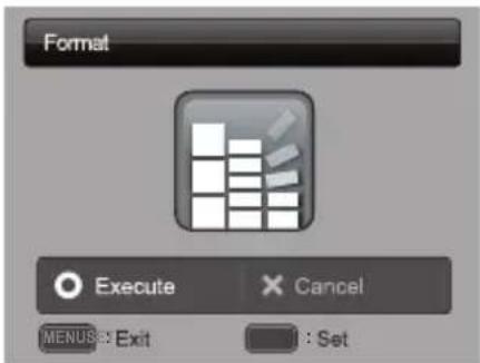 Format Execute Cancel MENUSE: Exit Set : Set