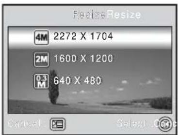 Pacies Resize 4M 2272 X 1704 2M 1600 X 1200 0.3 M 640 X 480 Cancel Select OK