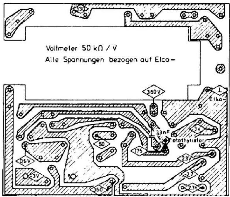 Voltmeter 50 kΩ / V Alle Spannungen bezogen auf Elco- 360V 13 nF Fotathyristor 23V -2,7 23V 175 50 0,6 V 3V 360