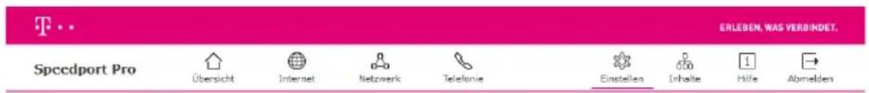 T.. ERLEBEN, WAS VERBINDET. Speedport Pro Übersicht Internet Netzwerk Telefonie Einstellen Inhalte Hilfe Abmelden
