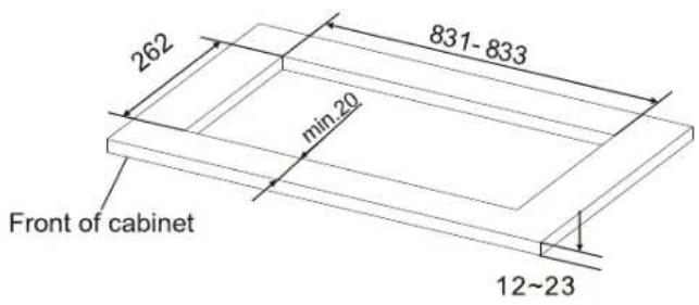 262 831-833 min 20 Front of cabinet 12~23