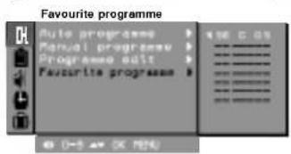 Favourite programme Auto programme Manual programme Programme edit Favourite programme