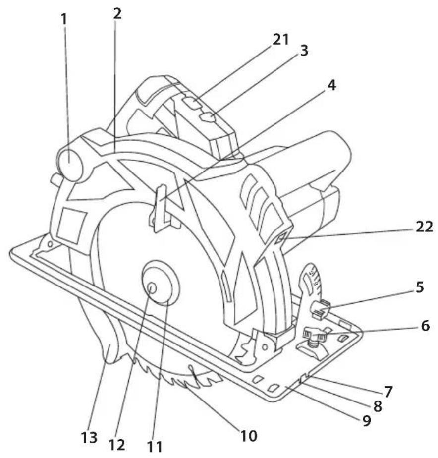 Technical diagram of a mechanical device with numbered parts for identification