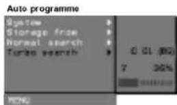 Auto programme System Storage from Normal search Turbo search 0 CI (92) 7 30%