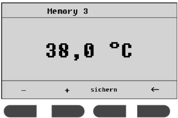 Memory 3 38,0 °C - + sichern ←