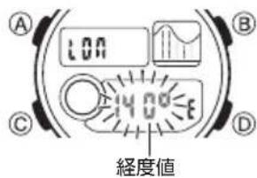 CASIO Baby-G BGD-180 - 経度のセットに切り替える - 1