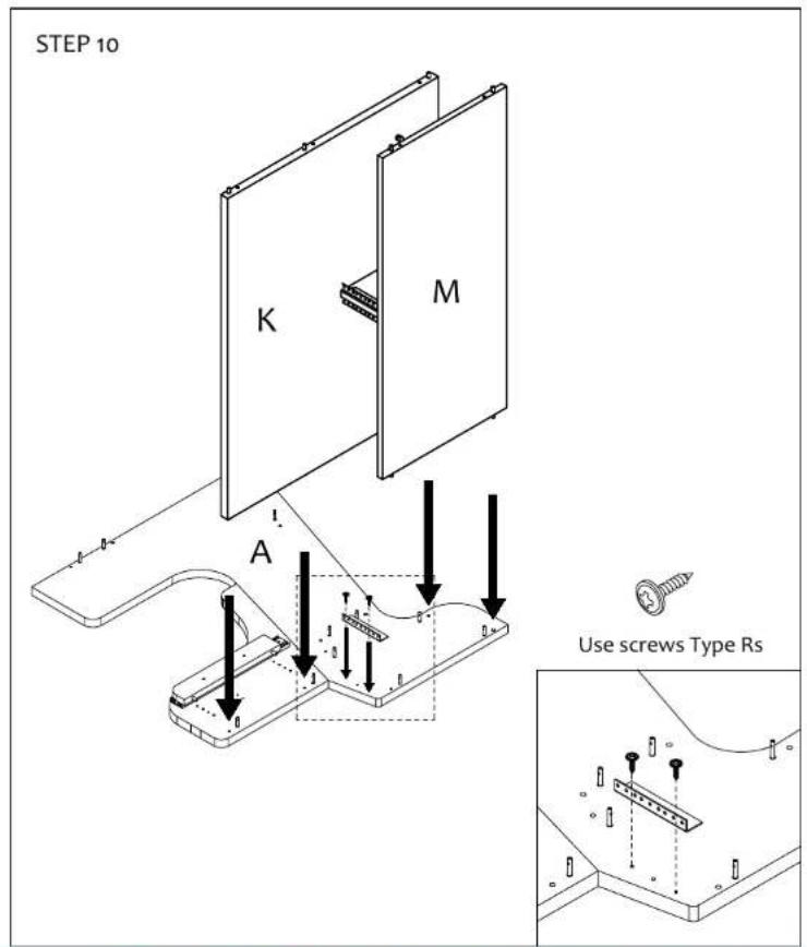 STEP 10 K M A Use screws Type Rs