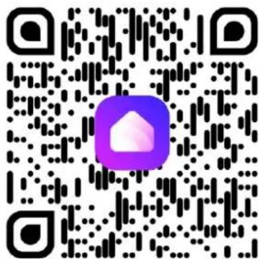 QR code with a purple house icon in the center, likely linking to a digital service or app.