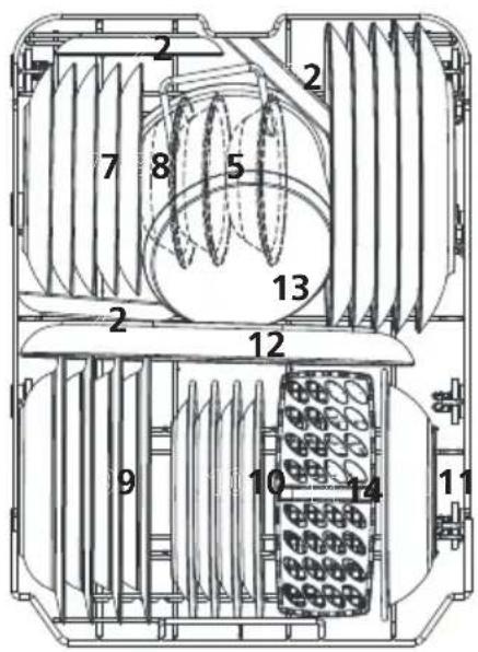 Technical diagram of a mechanical or electrical device with numbered components, likely a fan or pump assembly.