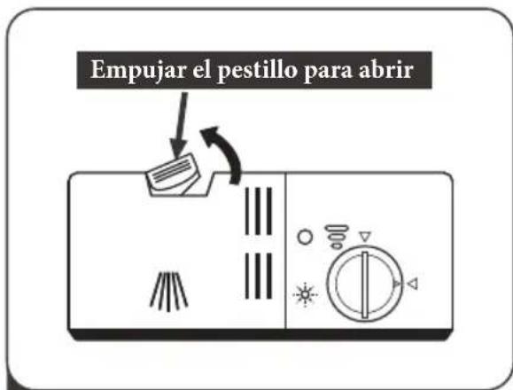 Empujar el pestillo para abrir