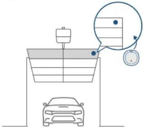 Diagram illustrating vehicle parking and parking system with a car, a parking structure, and a circular diagram showing a parking area.