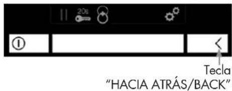 20s ① Tecla "HACIA ATRÁS/BACK"