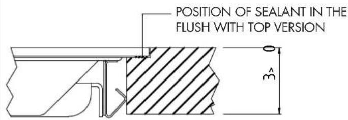 POSITION OF SEALANT IN THE FLUSH WITH TOP VERSION h θ