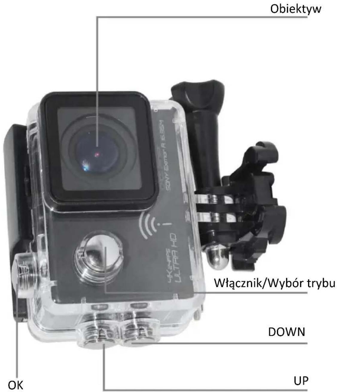 Obiektyw Włącznik/Wybor trybu DOWN UP OK