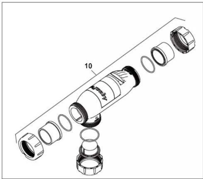 Jandy AquaPure PLC1400 - 3-Port Electrolytic Cell and Sensor Replacement Parts (2" PVC Unions) - 2