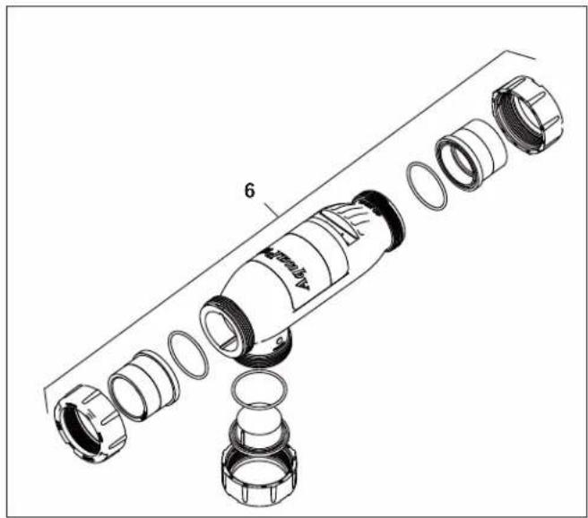 Jandy AquaPure PLC1400 - 3-Port Electrolytic Cell and Sensor Replacement Parts with Universal Unions (2"-2 ^1/2 ") - 2