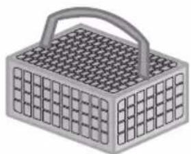 Illustration of a gray rectangular box with a grid pattern and handle (no text or symbols)