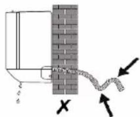 Diagram showing a pipe or cable inserted into a brick wall, with directional arrows and symbols indicating force or movement.