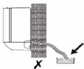 Diagram showing a pipe pouring into a container with directional arrows indicating flow or movement.