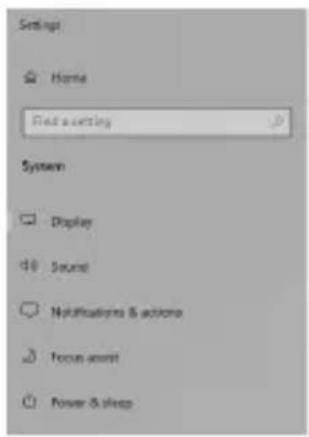 Settings Home Find setting System Display Sound Notifications & actions Focus asset Power & sleep