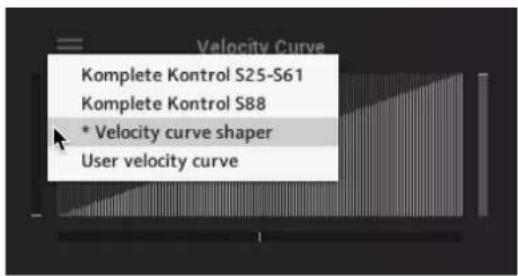 Velocity Curve Komplete Kontrol S25-S61 Komplete Kontrol S88 * Velocity curve shaper User velocity curve