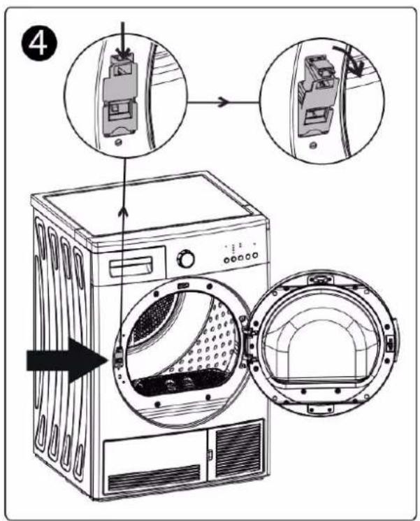 Diagram illustrating the internal components of a washing machine, showing parts before and after assembly.