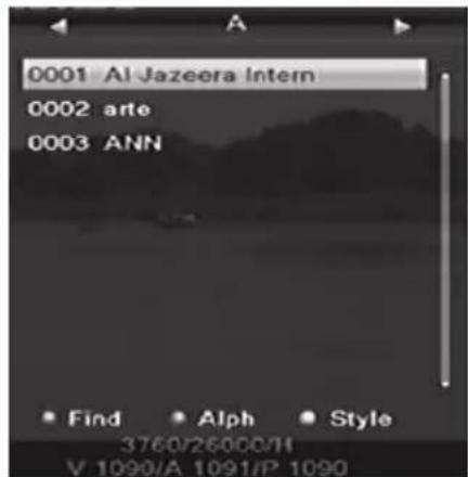0001 Al Jazeera Intern 0002 arte 0003 ANN • Find • Alph • Style 3760/26000/11 V 1090/A 1091/P 1090