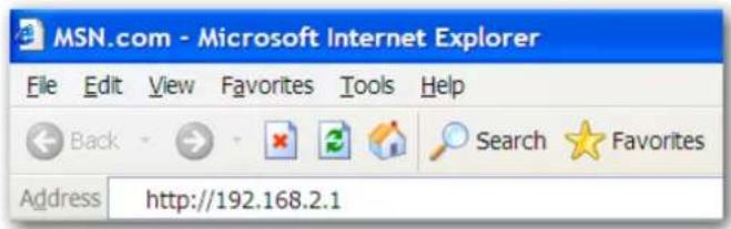 MSN.com - Microsoft Internet Explorer File Edit View Favorites Tools Help Back Search Favorites Address http://192.168.2.1