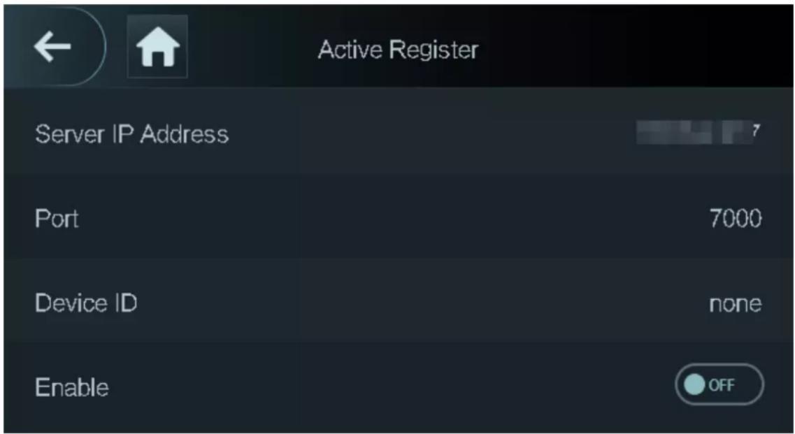 Active Register Server IP Address Port 7000 Device ID none Enable OFF