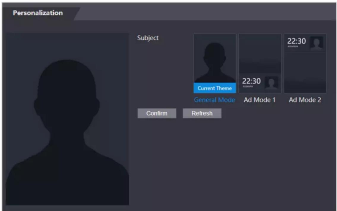 Personalization Subject Current Theme General Mode 22:30 AD Mode 1 22:30 AD Mode 2 Confirm Refresh