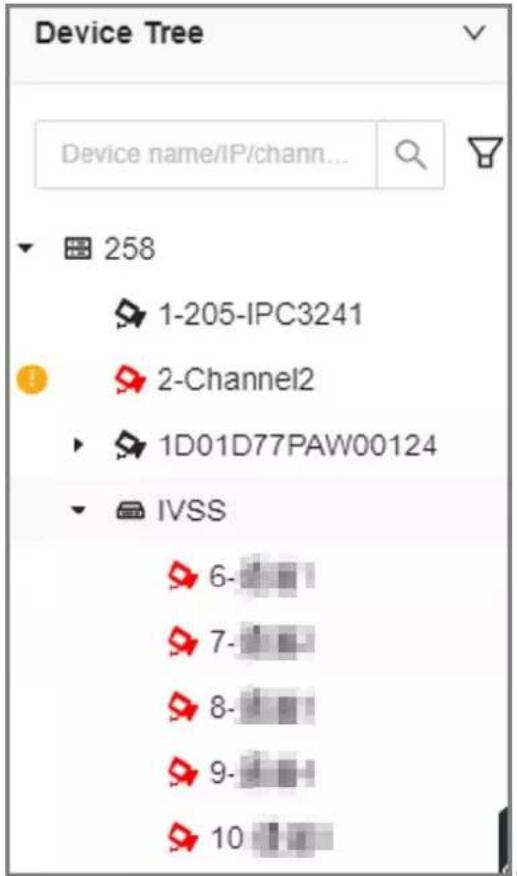 Device Tree Device name/IP/chann... 258 1-205-IPC3241 2-Channel2 1D01D77PAW00124 IVSS 6- 7- 8- 9- 10-