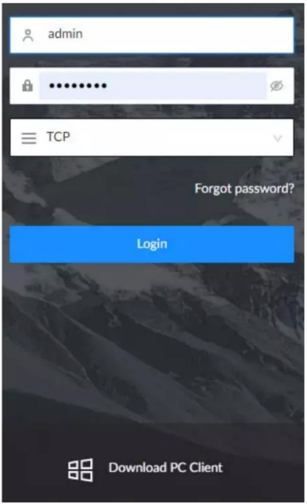 admin TCP Forgot password? Login Download PC Client