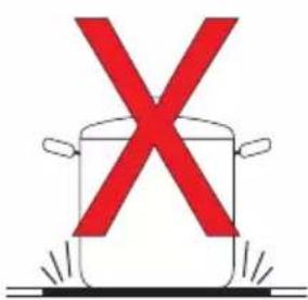 Diagram showing a cooking pot with a red 'X' symbol indicating opposition or resistance, above it.