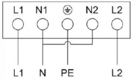 L1 N1 N2 L2 L1 N PE L2