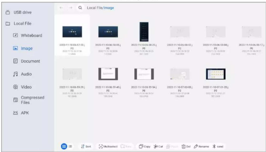 USB drive Local File Whiteboard Image Document Audio Video Compressed Files APK Local File/Image 2022-11-10-06-57-53 j pg 2022-11-10-06-58-05 j pg 2022-11-10-06-58-25 j pg 2022-11-10-06-58-52 j pg 2022-11-10-06-59-08 j pg 2022-11-10-06-59-17 j pg 2022-11-10-06-59-29 j pg 2022-11-10-06-59-43 j pg 2022-11-10-06-59-54 j pg 2022-11-10-07-01-20 j pg 2022-11-10-07-01-21 387.2349 Sort Multiselect Copy Cut Print Del Rename sand