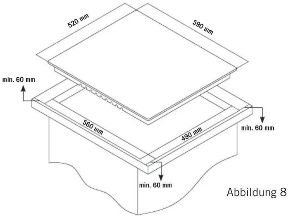 520 mm 590 mm min. 60 mm 560 mm 490 mm min. 60 mm Abbildung 8