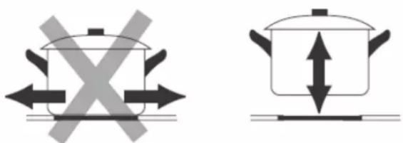 Diagram showing two cooking pots with crossed arrows indicating opposing pressure or heating conditions.