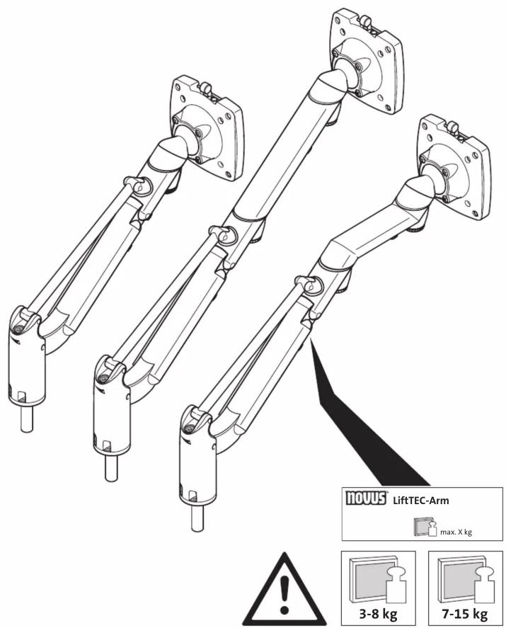 NOVUS LiftTEC-Arm max. X kg 3-8 kg 7-15 kg