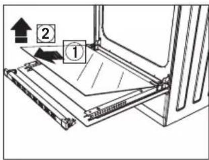 Technical diagram showing a mechanical assembly with labeled components and directional arrows indicating motion or force.